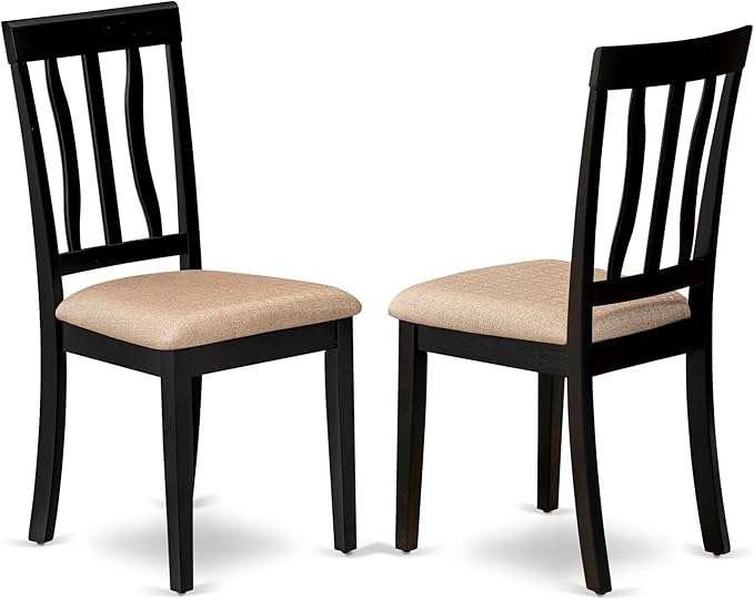 East West Furniture LGAN5-BLK-C 5 Piece Dinette Set for 4 Includes a Rectangle Dining Table with Butterfly Leaf and 4 Linen Fabric Dining Room Chairs, 42x84 Inch, Black