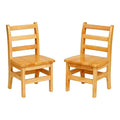 ECR4Kids Three Rung Ladderback Chair, 12in Seat Height, Classroom Seating, Honey, 2-Pack