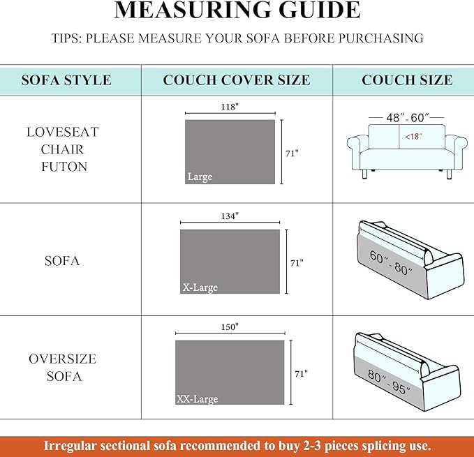STACYPIK Waterproof Orange Sofa Cover Non-Slip Scratch Proof Couch Cover for Sectional Sofa Furniture Protector for 3 Cushion Couch Washable Pet-Friendly Thick Sofa Slipcover for Living Room-71X150IN