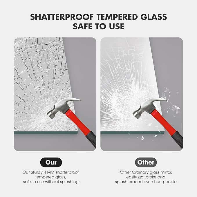 Hasipu 24” x 32” (1pcs) Bathroom Mirror, Mirrors for Sink, Frameless Mirror, Rectangle Mirror for Bathroom, Modern, Horizontal or Vertical