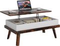 Shintenchi Coffee Table, Lift Top Coffee Table with Hidden Compartment, Rising Tabletop Dining Table, Lift Top Coffee Center Table for for Living Room, Office, Home (Rustic Brown)