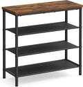 VASAGLE Shoe Rack, 4-Tier Shoe Storage Organizer for Entryway and Closet, Holds 9-12 Pairs of Shoes, 3 Fabric Shelves, Steel Frame, Industrial, Rustic Brown and Black ULBS035B01