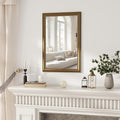 Axeman 24x36 Rectangular Wall Mirror, Decorative Bathroom Mirror, Traditional Vintage Wall Mounted Mirror with Beaded Frame for Accent Living Room Vanity Bedroom Entryway, Gold