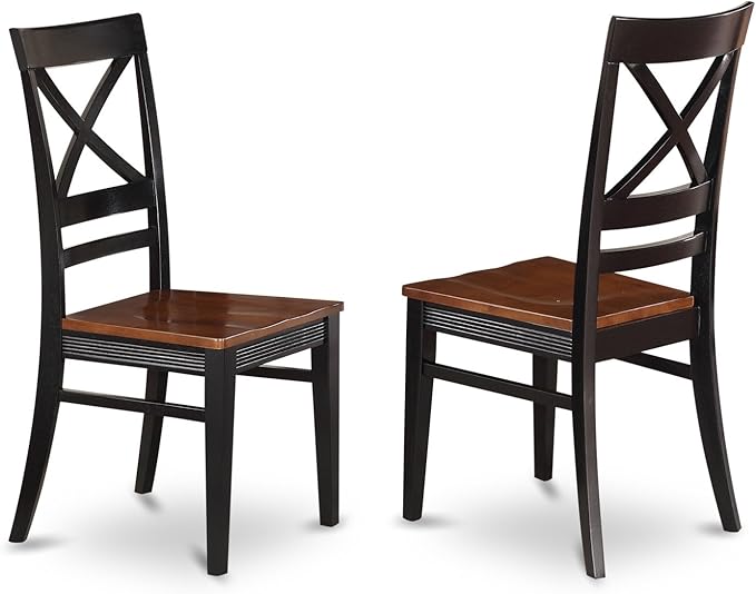 East West Furniture HLQU5-BCH-W 5 Piece Dining Room Furniture Set Includes a Round Kitchen Table with Pedestal and 4 Dining Chairs, 42x42 Inch, Black & Cherry