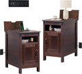 WLIVE Narrow End Table Set of 2 With Charging Station, Side Tables for Living Room, Small Spaces, Couch, Night Stand Set With Storage, USB Ports and Outlets, Espresso