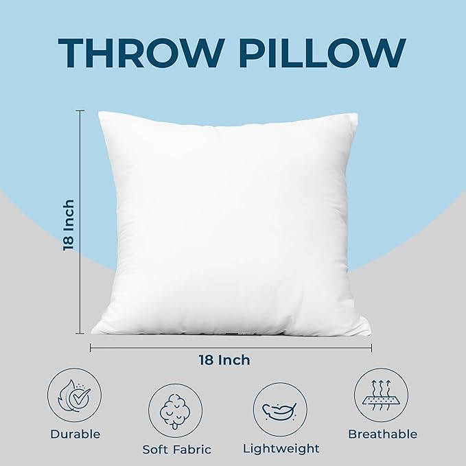 Utopia Bedding Throw Pillows (Set of 6, White), 18 x 18 Inches Pillows for Sofa, Bed and Couch Decorative Stuffer Pillow