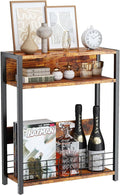 IBUYKE Narrow Side Table with Storage Shelf, 3 Tier End Table,Modern Sofa Table,Small Nightstand with Magazine Rack,Telephone Table for Small Spaces,for Living Room, Bedroom,Brown UTMZ001H