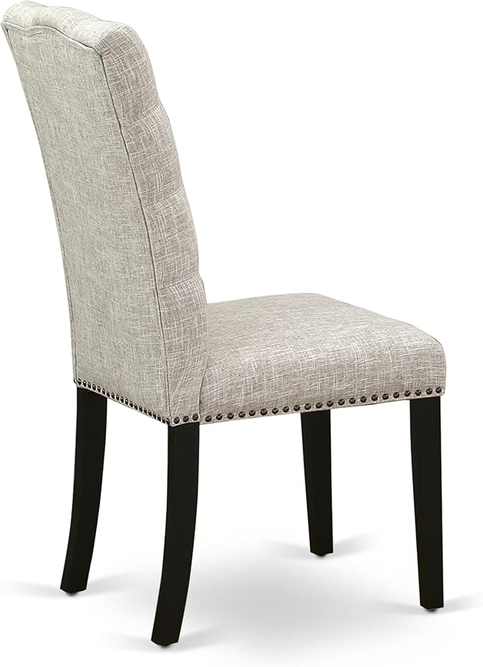 East West Furniture V677EL635-7 7 Piece Kitchen Table & Chairs Set Consist of a Rectangle Dining Room Table with V-Legs and 6 Doeskin Linen Fabric Parsons Chairs, 40x72 Inch, Multi-Color