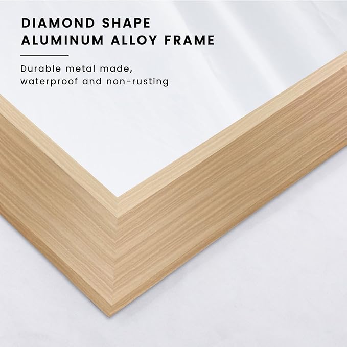 Amorho Bathroom Mirror, 28 X36 Inch Wall Mirror, Oak Wood Grain Metal Framed, Anti-Rust, Hang Horizontally/Vertically, Suitable for Bedroom, Farmhouse, Bathroom, Decorative