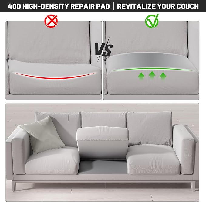 Couch Cushion Support for Sagging Seat - 20" x 20" High-Density Curved Foam Sofa Cushion Support Board, Couch Supporter for Under The Cushions, Grey Set of 1