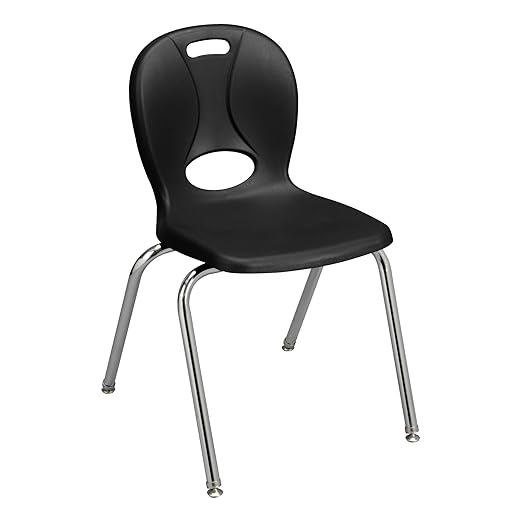 Learniture LNT-118-CSW-BK Learniture Structure Series Stackable School Chairs for Classroom, 18" Seat Height, Black, Pack of 4