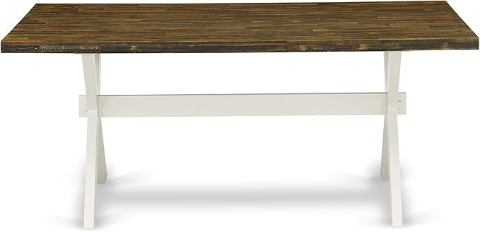 East West Furniture X077SI215-9 9 Piece Dining Room Table Set Includes a Rectangle Kitchen Table with X-Legs and 8 Baby Blue Linen Fabric Parson Dining Chairs, 40x72 Inch, Multi-Color
