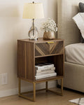 Masupu Extra Large Nightstand,Boho Night Stand Modern Farmhouse Wood Bedside Table with Storage Drawer and Open Shelf,Side End Table for Bedroom,Living Room,Office Brown