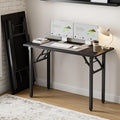 Frylr Small Folding Computer Desk – Portable 43.3 Inch Foldable Laptop Table, Collapsible and Compact for Easy Storage and Fast Setup, Lightweight for Small Spaces, Craft and Study Use,Charcoal Wenge