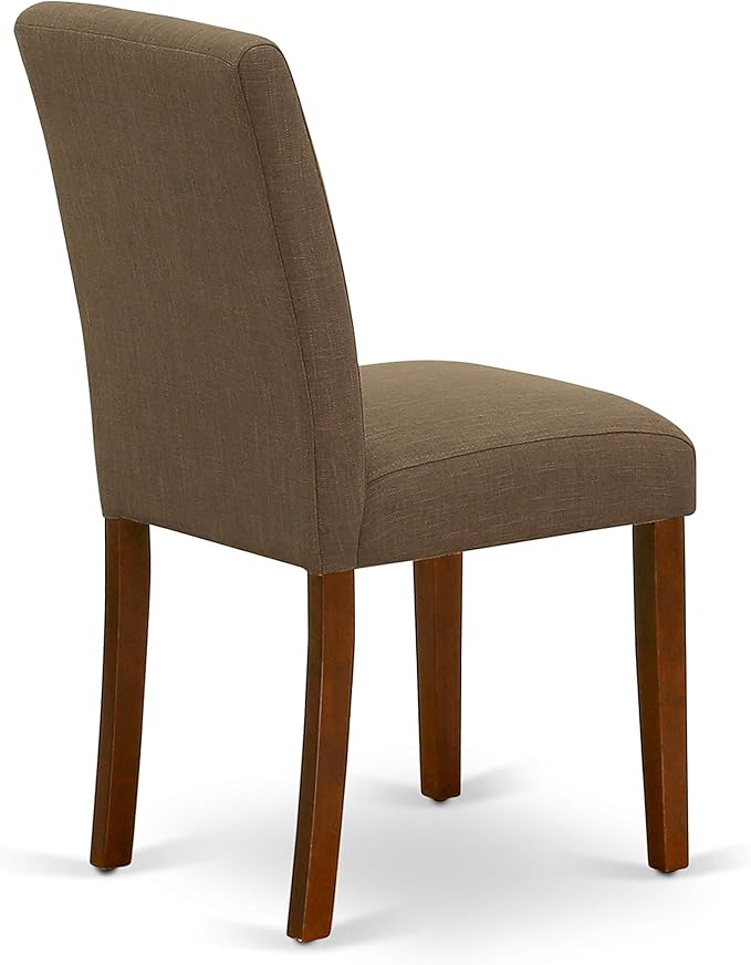 East West Furniture DUAB7-MAH-18 7 Piece Dining Room Table Set Consist of a Rectangle Kitchen Table and 6 Coffee Linen Fabric Parson Dining Chairs, 36x60 Inch, Mahogany