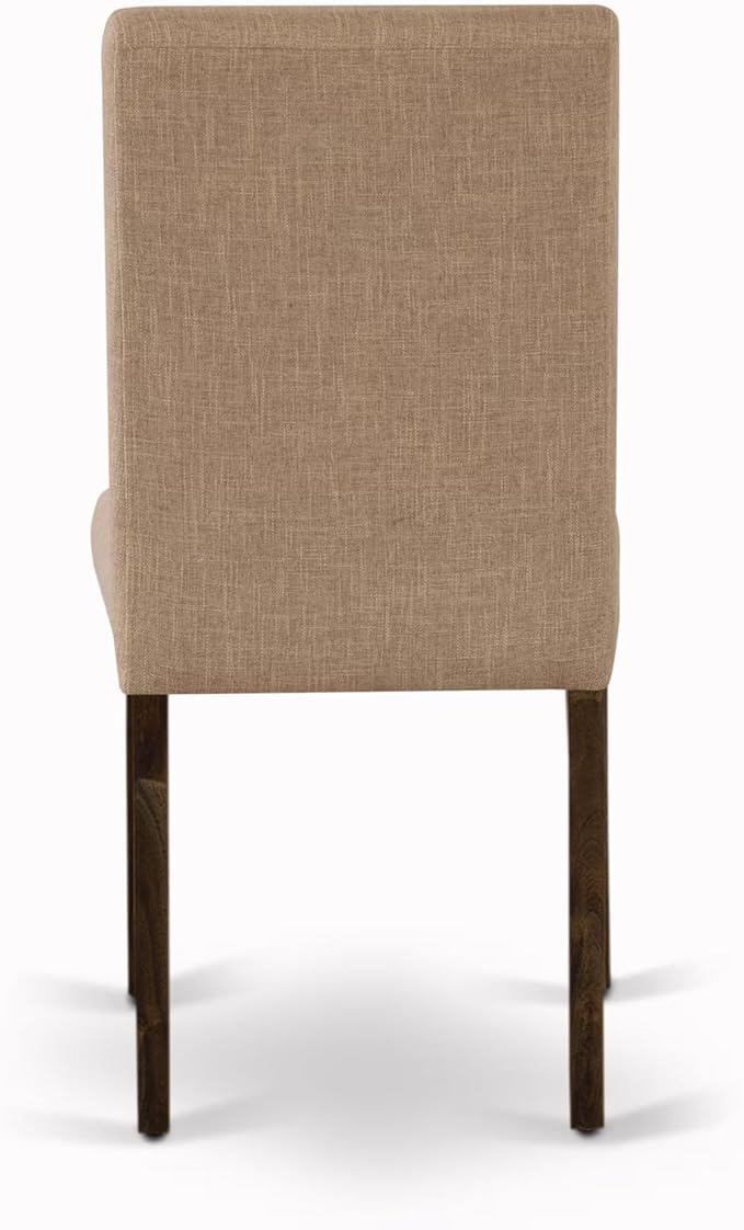 East West Furniture V727AB747-5 5 Piece Kitchen Table Set for 4 Includes a Rectangle Dining Room Table with V-Legs and 4 Light Sable Linen Fabric Parsons Chairs, 40x72 Inch, Multi-Color