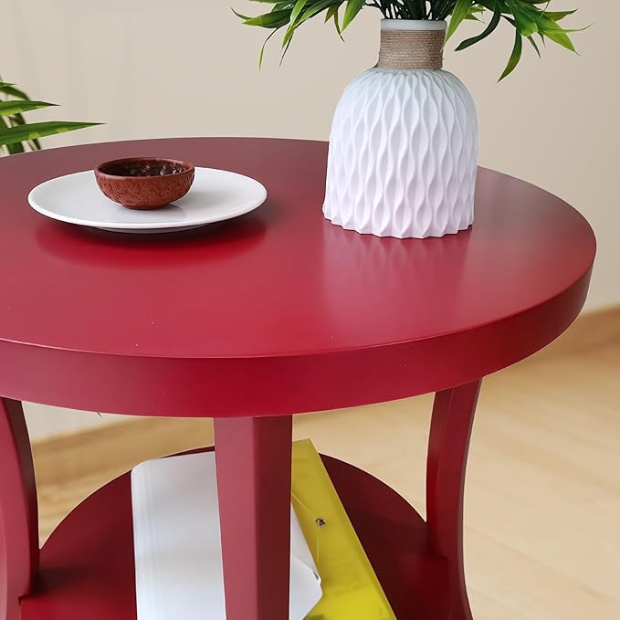 Roundhill Furniture Perth Contemporary Round End Table with Shelf