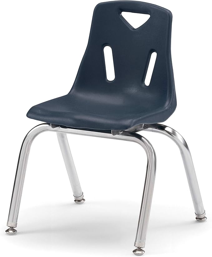 Berries Jonti-Craft 8144JC6112 Stacking Chairs with Chrome-Plated Legs, 14" Height, Navy, Pack of 6