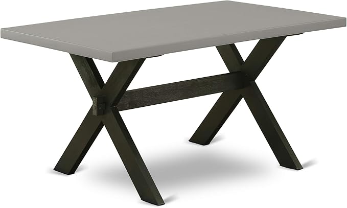 East West Furniture X697DR124-7 7 Piece Dinette Set Consist of a Rectangle Dining Room Table with X-Legs and 6 Black Color Linen Fabric Upholstered Parson Chairs, 40x72 Inch, Multi-Color