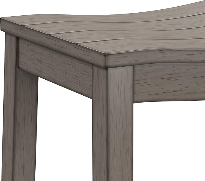 Hillsdale Fiddler Wood Backless Counter Height Stool with Saddle-Style Seat, Aged Gray