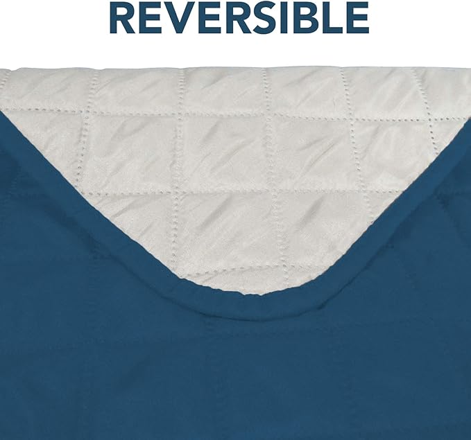 PureFit Reversible Sofa Couch Cover Water Resistant Couch Covers for 3 Cushion, Washable Furniture Cover with Non-Slip Foam and Adjustable Strap for Dogs, Pets (Sofa, Peacock Blue/Ivory)