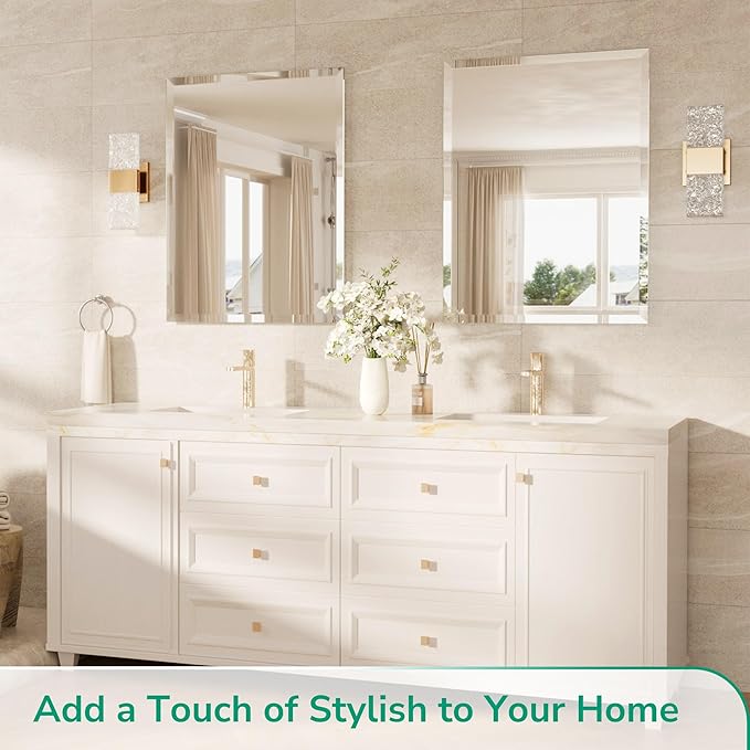 TokeShimi 24x36 Beveled Wall Mirror Decorative, Bathroom Vanity Mirrored with 1" Beveled Edge, Shatterproof Modern Frameless Mirror Bathroom Rectangle for Living Room, Entryway, Restroom