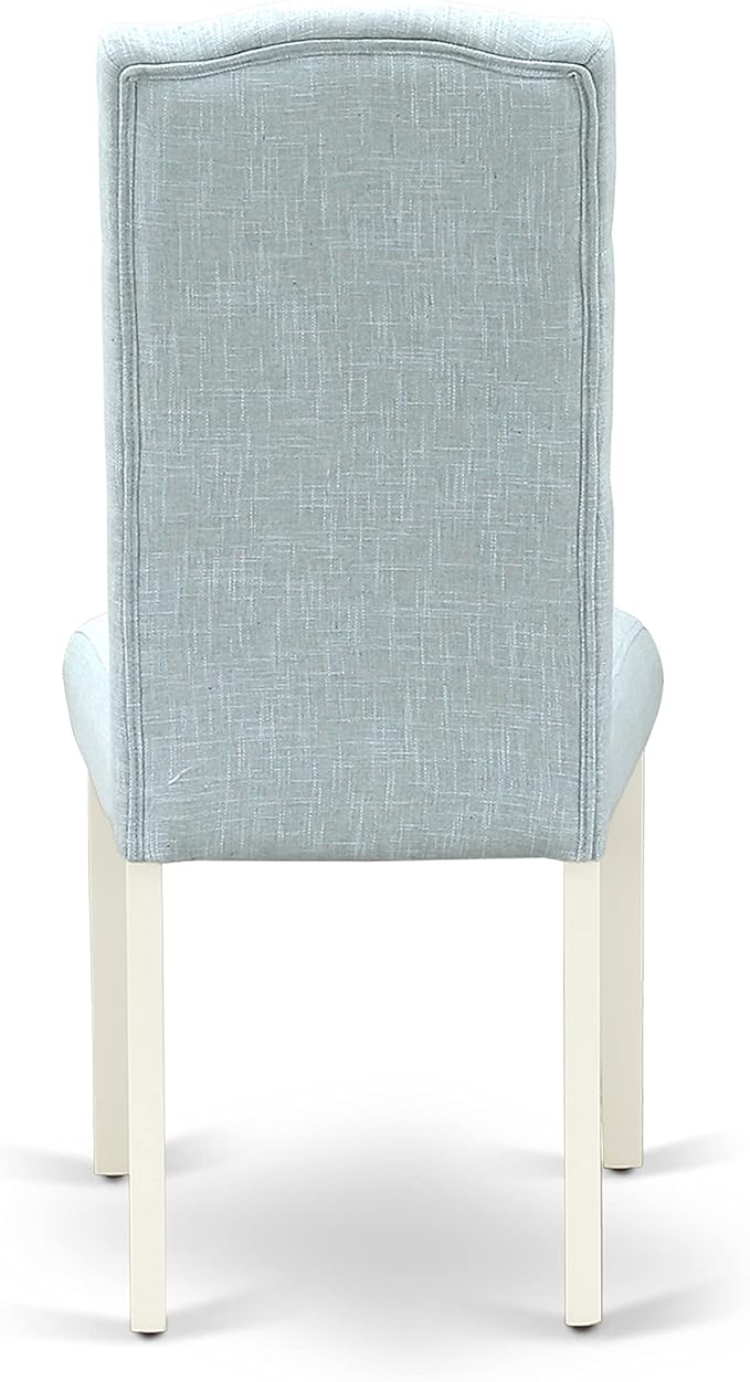 East West Furniture X027CE215-6 6 Piece Dining Room Set Contains a Rectangle Dining Table with X-Legs and 4 Baby Blue Linen Fabric Parson Chairs with a Bench, 40x72 Inch, Multi-Color