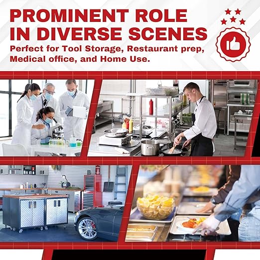 DuraSteel Stainless Steel Work Table 30" x 30" x 34" Height w/ 4 Caster Wheels - Food Prep Commercial Grade Worktable - NSF Certified - Good for Restaurant, Business, Warehouse, Home, Kitchen, Garage
