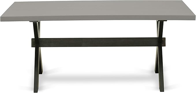 East West Furniture X697AB106-7 7 Piece Kitchen Table Set Consist of a Rectangle Dining Table with X-Legs and 6 Shitake Linen Fabric Parson Dining Chairs, 40x72 Inch, Multi-Color