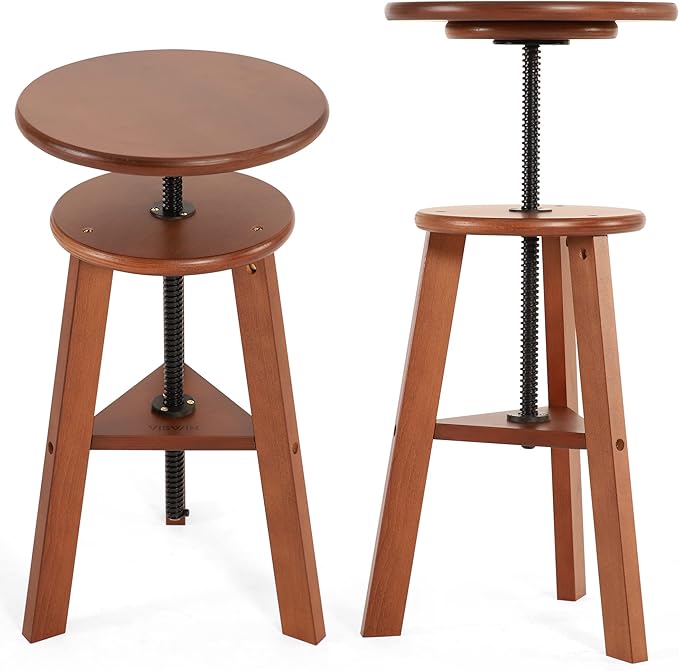 VISWIN Adjustable Drafting Stool for Artists & Adults, 19"-26" Height Solid Beech Wood Art Stool for Studio, Swivel Drafting Chair for Drawing, Home Use, Office, Kitchen
