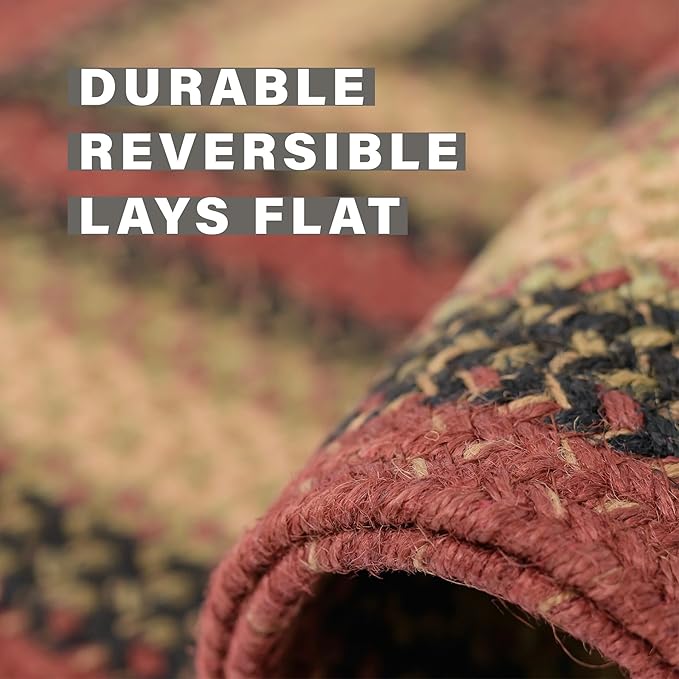 Homespice Highland Multi Color Jute Braided Area Rugs, 8x10' Rectangle - Warm Country and Cabin Decor, Perfect for Living Rooms and Bedrooms - Pet Friendly and Easy to Clean