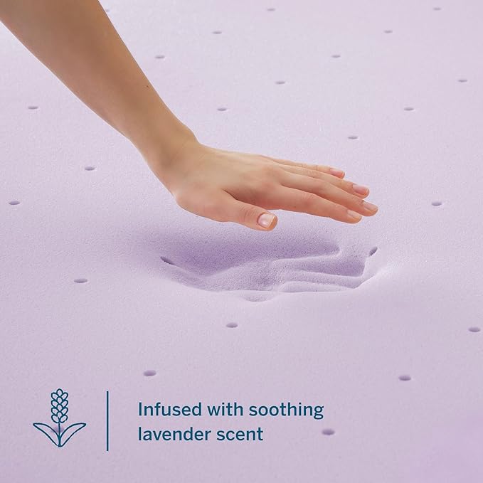 Lucid 2 Inch Lavender Infused Memory Foam Mattress Topper - Ventilated Design – Pressure Relieving Bed Topper - Mattress Pad – CertiPur Certified - Twin XL Size
