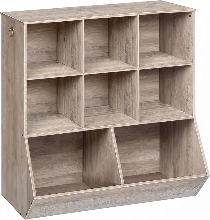 HOOBRO Kids Bookshelf, Toy Storage Cabinet, Kids Toy Organizer, 8 Cubicles, Bookcase Footboard, Bookshelf for Kids, for Playroom, Bedroom, Nursery, School, Greige BG35CW01G1