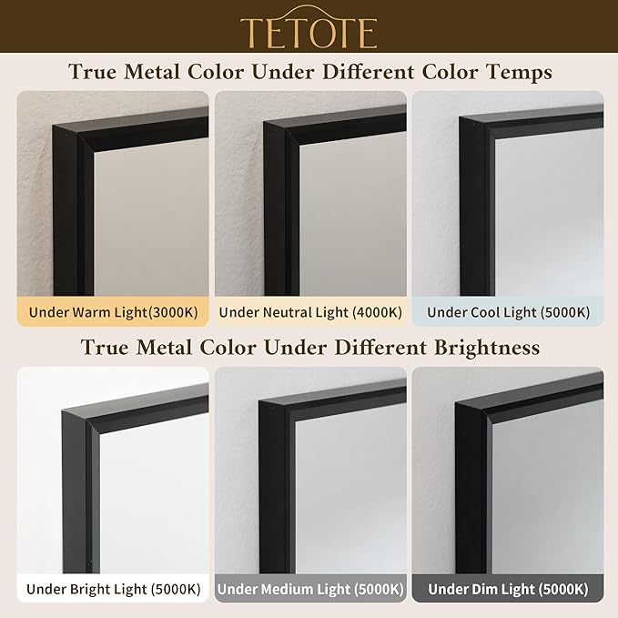TETOTE Black Mirror for Bathroom Sink 24" x 32" Matte Black Beveled Metal Frame Bathroom Vanity Rectangle Mirror for Wall, Modern Farmhouse, Tempered Glass, Shatterproof, Stronger Frame