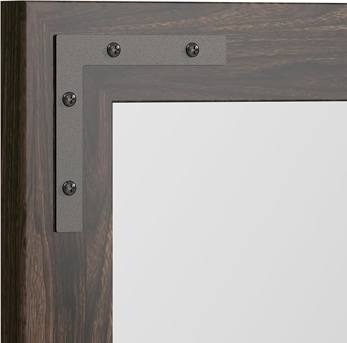 VocalStar Black Wood Framed Mirror 18 x 26 Inch, Rustic Natural Black Wooden Rectangle Bathroom Vanity Wall Mirror for Farmhouse Boho Decor, 1/4-inch Shatterproof Glass | Waterproof