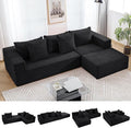 INGEROOM 108" Cloud Sectional Couch with L-Shape Chaise, Modular Sofa Memory Foam, Boneless Sofa with Movable Ottoman, Upholstered Couches for Living Room Bedroom, No Assembly Required, Black