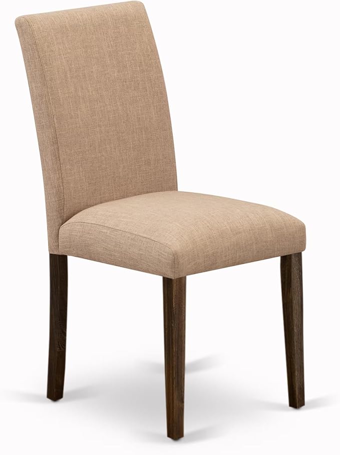 East West Furniture V777AB747-5 5 Piece Kitchen Table Set for 4 Includes a Rectangle Dining Room Table with V-Legs and 4 Light Sable Linen Fabric Upholstered Chairs, 40x72 Inch, Multi-Color
