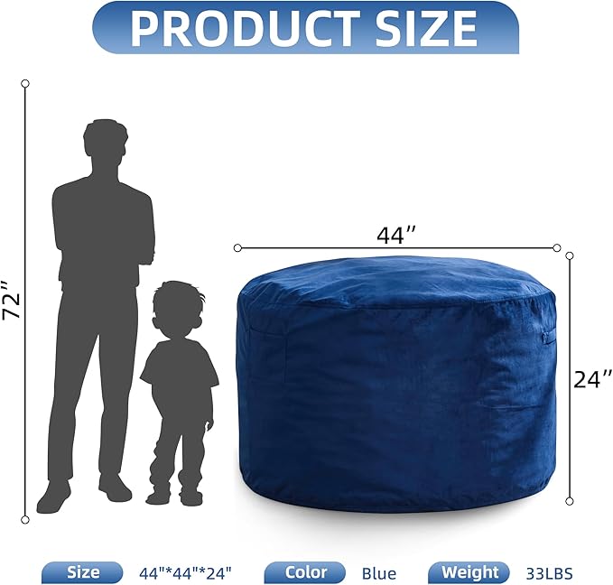 Hobestluk 4FT Bean Bag Chair Giant Bean Bag Chairs for Adults Large Bean Chairs with Removable Cover, Beanbag Chair with Filler, Adult Bean Bag Chairs for Living Room, Bedroom