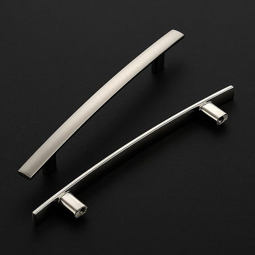 10 Pack Cabinet Handles 5" Hole Center - Curved Cabinet Pulls Brushed Nickel Drawer Pulls for Kitchen Cupboard Solid Hardware for Dresser Drawer Arch Hardware