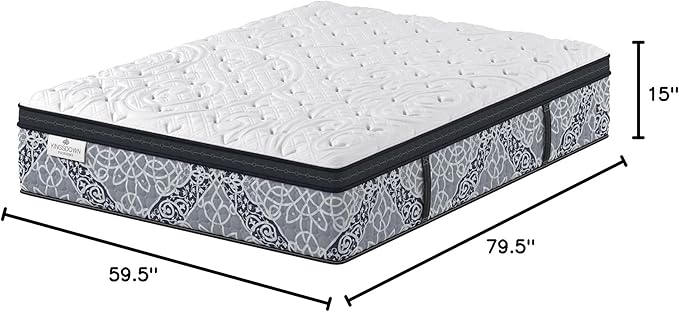 Kingsdown Cushion Firm Euro Pillow Top Hybrid Queen Mattress Cooling Gel Memory Foam Layer Multi-Layered Motion Isolation Cool Sleep Quilted Top Luxury Mattresses, 15-inch, Passions Engleson