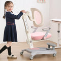 Ergonomic Kids Desk Chair with Footrest & Height-Adjustable Seat, Multifunctional for Study, Work & Dining – Comfy Cushion & Smooth Wheels for Boys & Girls （Pink）