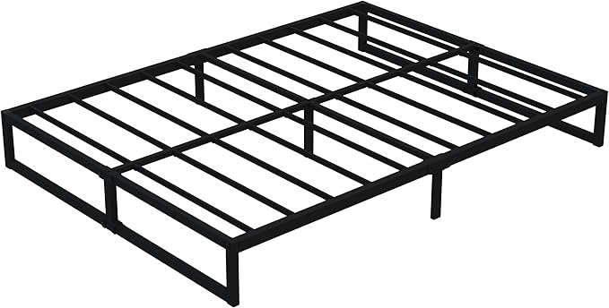 8 Inch King Bed Frame Sturdy Mattress Foundation, Heavy Duty Metal Platform with Steel Slats Support No Box Spring Needed, Noise Free, Easy Assembly, Black
