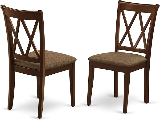 East West Furniture DUCL7-MAH-C 7 Piece Dining Set Consist of a Rectangle Dinner Table and 6 Linen Fabric Kitchen Dining Chairs, 36x60 Inch, Mahogany