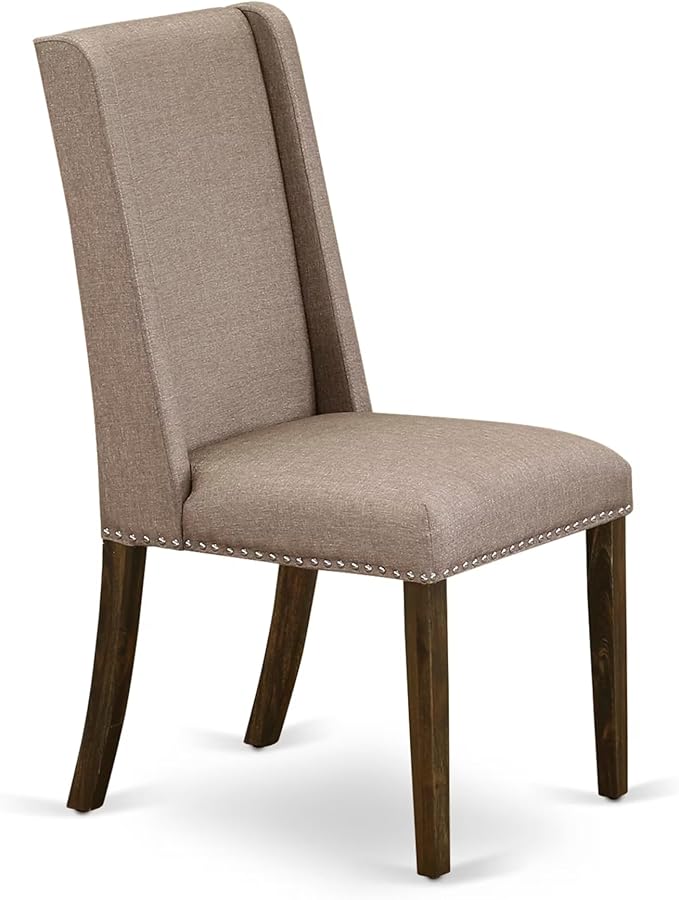 East West Furniture V777FL716-6 6 Piece Dinette Set Contains a Rectangle Dining Room Table with V-Legs and 4 Dark Khaki Linen Fabric Parson Chairs with a Bench, 40x72 Inch, Multi-Color