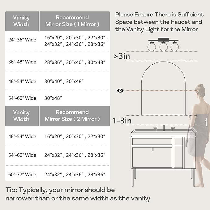 30" x 48" Black Arched Mirror, Arch Wall Mirror, Metal Frame Black Bathroom Mirror, Arched Top Bathroom Vanity Mirror for Living Room, Bedroom, Entryway, Tempered Glass, Shatter Proof