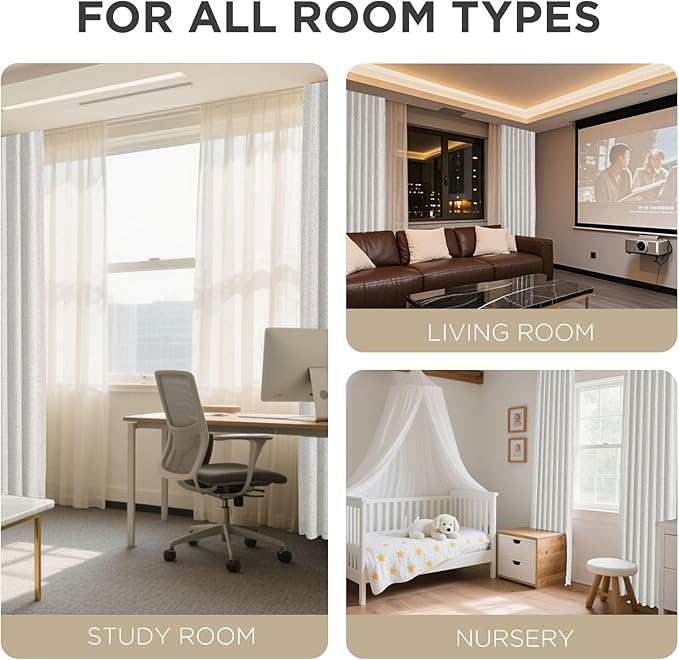 Joydeco 100% Blackout Curtains for Bedroom - Natural Linen Curtains 100" W x 84" L, Thermal Insulated 1 Panels White Light Blocking Drapes, Rod Pocket & Back Tabs, Darkening Privacy for Living Room