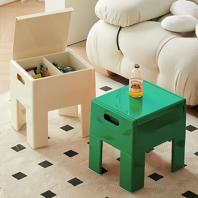 Nightstand Bedside with Storage Space, Multifunctional Colorful Plastic End Table Small Side Table for Bedroom, Dorm and Small Spaces, Easy Assembly(14.7" D x 11.8" W x 15.8" H, Green)