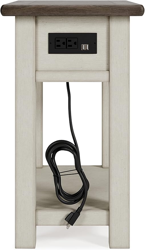 Signature Design by Ashley Bolanburg Farmhouse Chair Side End Table, Light Brown & Whitewash