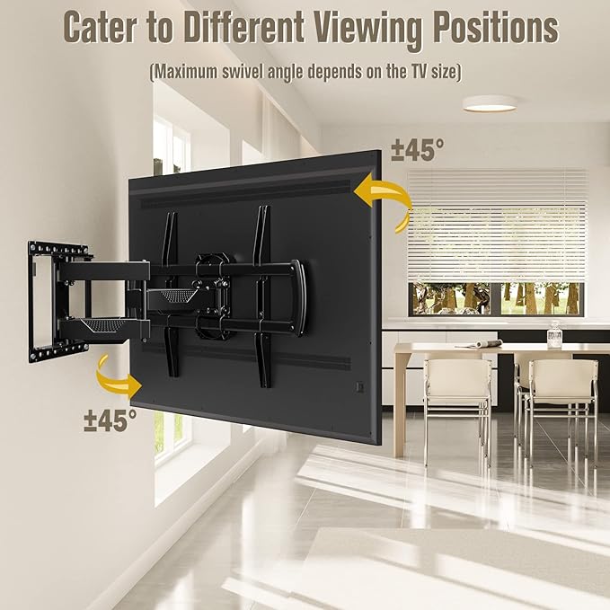 Mounting Dream TV Wall Mount, UL Listed Full Motion Mount Bracket for 42-84 Inch Flat Screen TVs, Swivel Articulating Dual Arms, Max VESA 600x400mm, 100 LBS Loading, Fits 16 Inches Wood Studs, MD2296