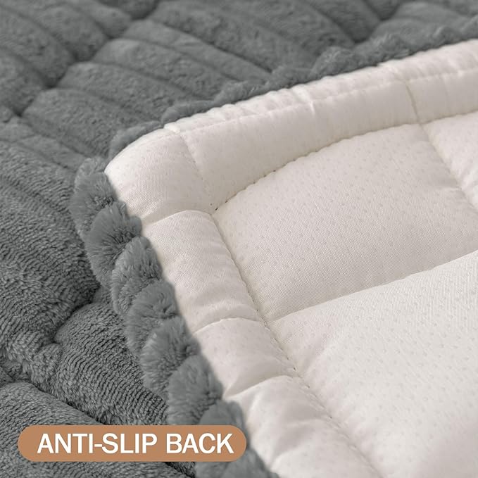 Smiry Couch Cover for Dogs Washable, Non Slip Fuzzy Pet Couch Covers for 3 Cushion Sofa Pet Friendly, Thick Soft Sofa Slipcovers Cushion Protector (Dark Grey, 27.6" x 70.9")